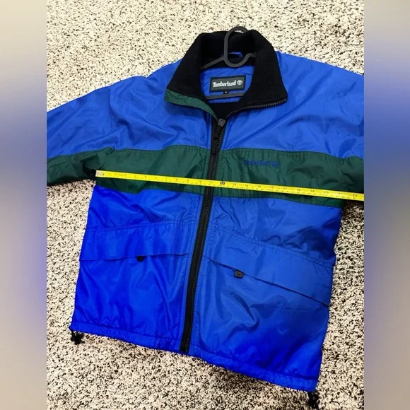 Vtg Timberland Nylon Jacket Coat Waterproof Fleece Lined Mens S Blue Green - Picture 14 of 15